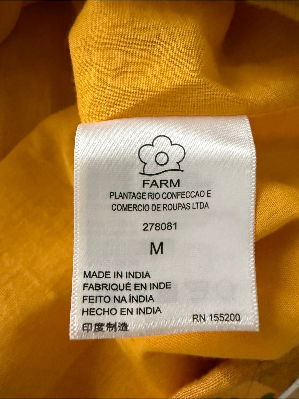 FARM Rio Banana Leaf Yellow Gold Linen Midi Skirt Medium - Picture 6 of 10